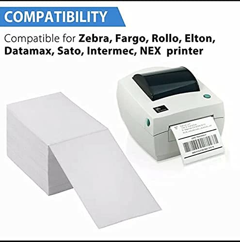 Fanfold 4 x 6 Direct Thermal Labels White Perforated Shipping Labels 500 Labels (1 Stack=500 Labels / White)