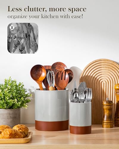 Utensil Holder (Khaki Gray / 7.3"+5.5" (Set of 2))