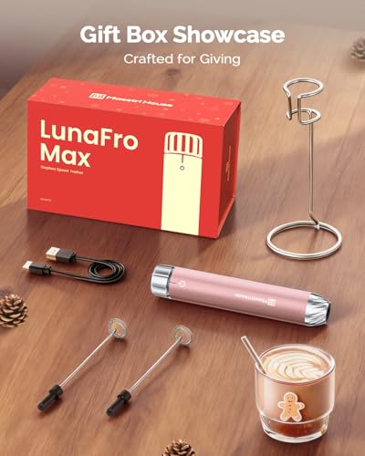 LunaFro Max Rechargeable Milk Frother (Dusty Rose (Gift Box))