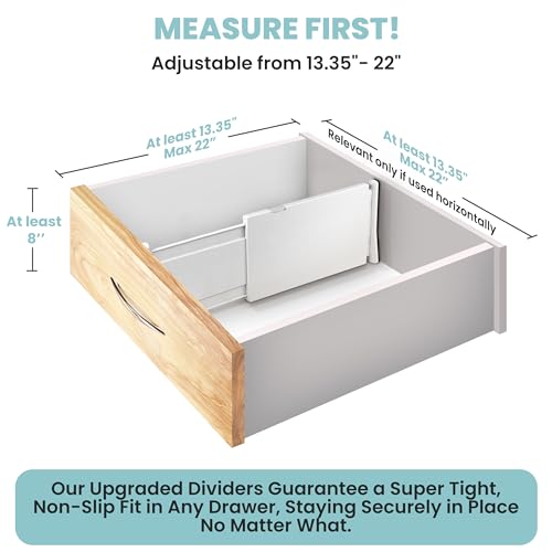 White Expandable Drawer Dividers (8" Tall, 13"-22" Long)