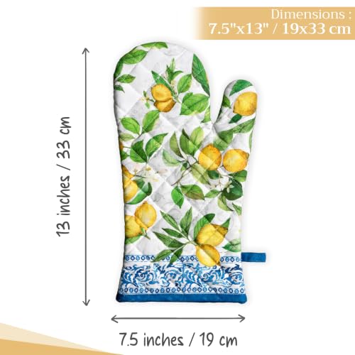 Maison d'Hermine Oven Gloves 100% Cotton Oven Mitt (032 - Cedrat / 7.5" x 13" (Oven Mitt))