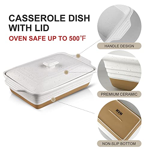 Ceramic Casserole Dish with Lid (White)
