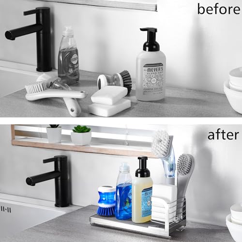 Wipe Free Sink Organizer with Drying Stone (Silver)