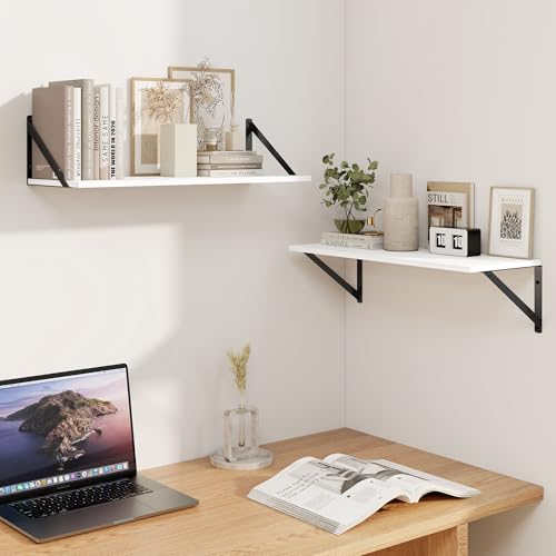 White Deep Floating Shelves for Wall