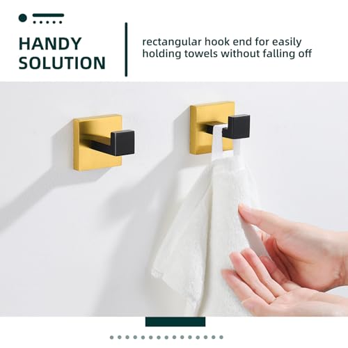 Bathroom Towel Hook (2 Pack / Black & Gold)