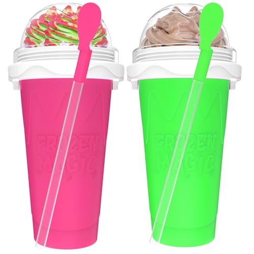 2PCS Slushie Maker Cup (Pink+Green / 350ML)
