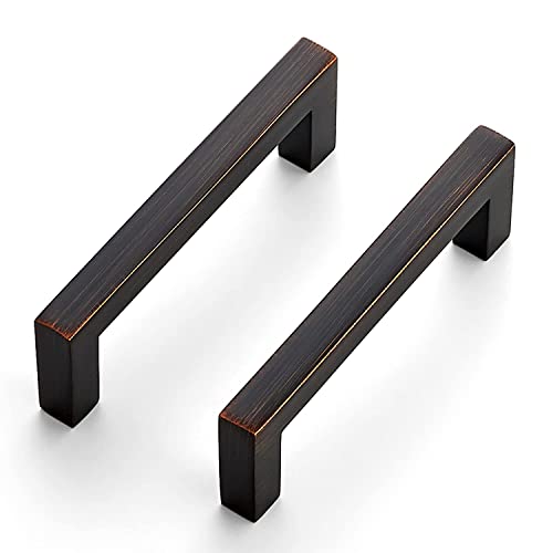 Oil Rubbed Bronze Cabinet Handles Solid Cabinet Pulls 3 Inch 5 Pack (Oil Rubbed Bronze / Flat Black 3'' Hole Center)