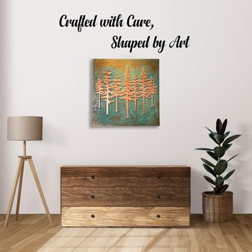 Handmade Wall Hanging Patina Art (Pine Trees / 24 inch)