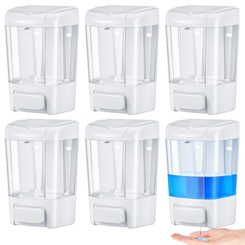 6 Pcs Wall Mounted Soap Dispenser (White / 27 oz 800 ml)