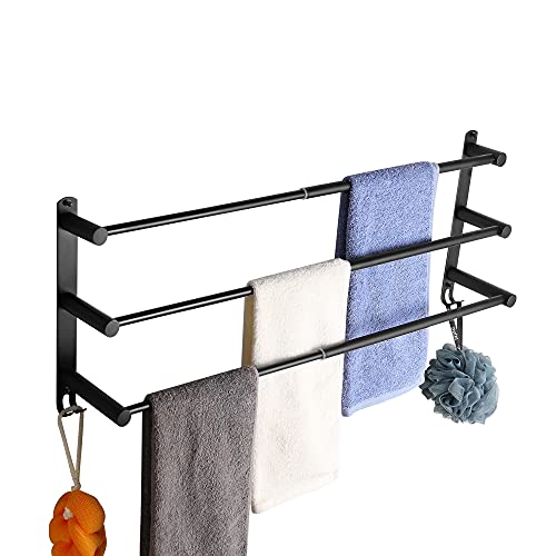 Black Adjustable Towel Bar for Bathroom Wall Mount17