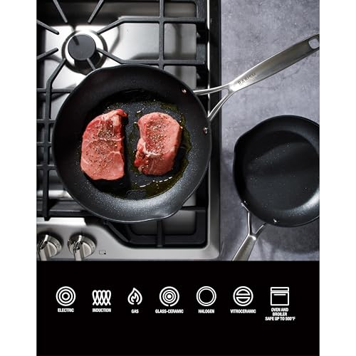 2 Piece 8 and 10 Inch Fry Pan Hard Anodized Laser Titanium Forever Non Stick Technology Durable Frying Pans Set (Black (2pc Frying Pans Set) / 2-Piece Frying Pan Set)