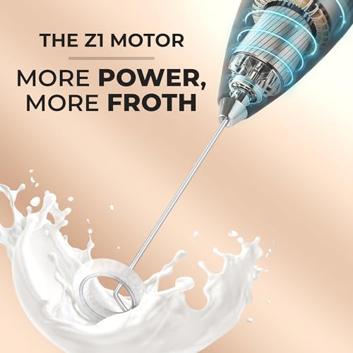 Zulay Powerful Milk Frother for Coffee with Upgraded Titanium Motor (Honey Bee / OG Frother)