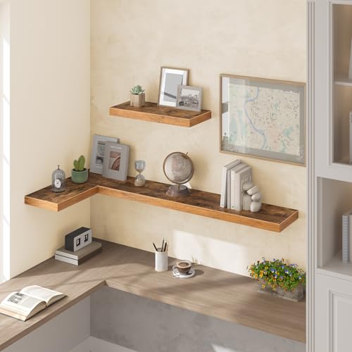 Floating Shelves for Wall (Rustic Brown / 55 Inches)