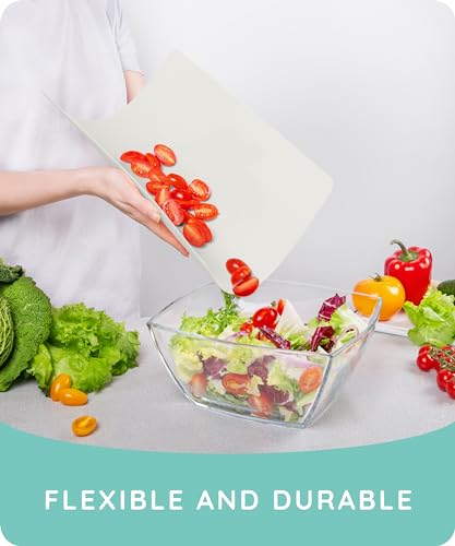Extra Thick Flexible Cutting Boards for Kitchen (Beige / Blue / Yellow / 15"L x 12"W)