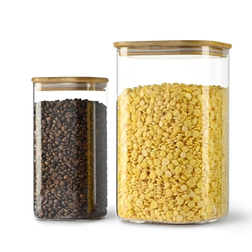 50oz 149oz Square Glass Storage Containers with Lids 2 (149oz*1/50oz*1)