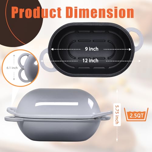5 QT Enameled Cast Iron Sourdough Bread Oven (Light Gray / 5 QT)