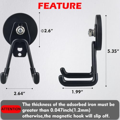Powerful Magnetic Hooks (2.6in Magnet M Black Hooks 4PCS)