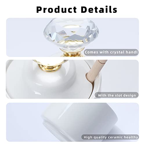 Ceramic Honey Jar with Dipper and Crystal Lid (gold)