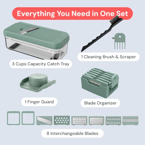 Essential Vegetable Chopper & Mandoline Slicer (Green)