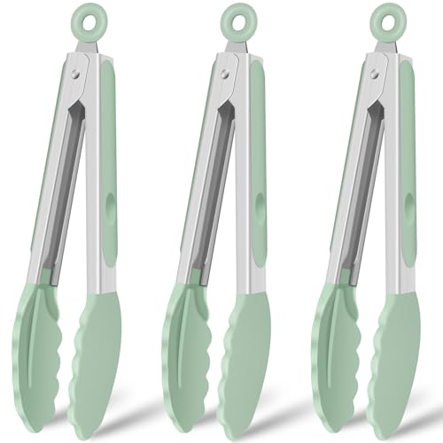 Silicone Kitchen Tongs for Cooking (Light Green)