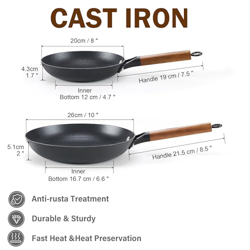 Cast Iron 8 10 Inch Nonstick Skillets (2 Count)