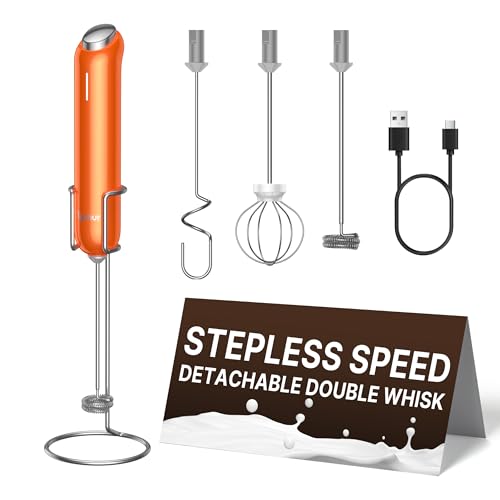 InstaWhisk Milk Frother with Variable Speed (Orange / Rechargeable)