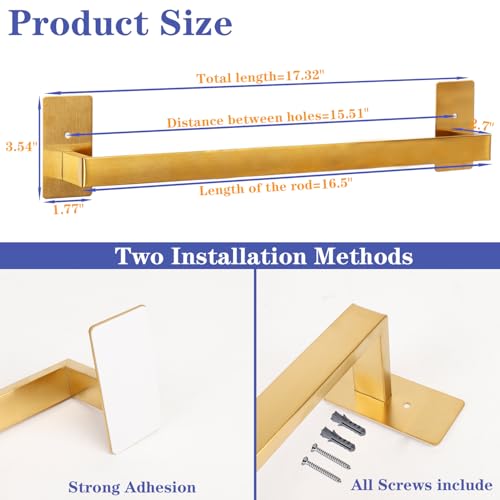 Bathroom Towel Bar Self Adhesive (Gold / 16 IN)