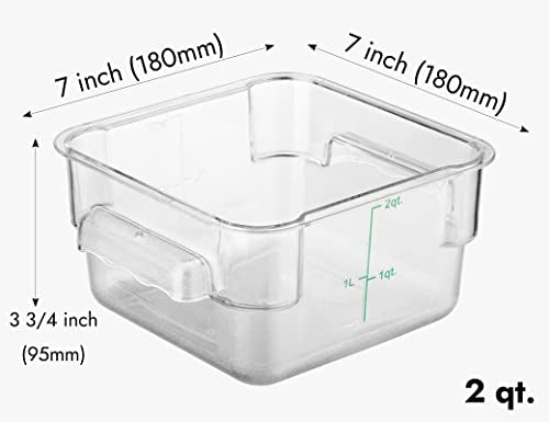 8 Pack 2 Qt NSF Clear Polycarbonate Food Storage Containers with Green Lids (2.0 Qt 8-Pack(Green Lids))
