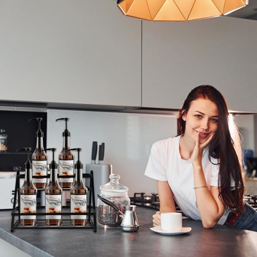 2 Tier Coffee Syrup Rack Organizer 6 Bottle Capacity