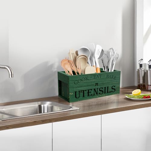 Extra Large Utensil Holder Countertop for Kitchen Counter (Green)