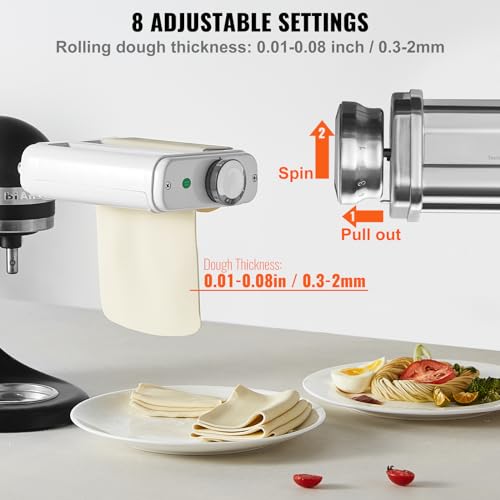 Pasta Maker Attachment for KitchenAid Stand Mixer (3-IN-1)