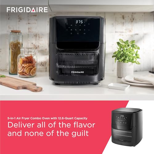 5-in-1 Air Fryer Combo Oven with Viewing Window, Large 12.6 QT Capacity, Digital Display, 5 Cooking Modes, 7 Recipe Presets, Automatic Shake Reminder, PFAS-Free Cooking Surfaces, Black (5-1 Air Fryer)