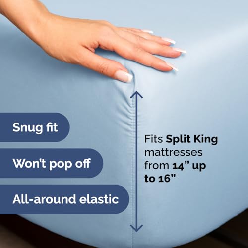 Flex Top Split Head King 4 Piece Sheet Set (21 - Baby Blue / Split Head/Flex Top)