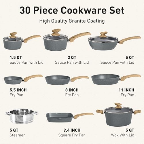 Pots and Pans Set (Bgrey / 30 PCS Cookware Set)