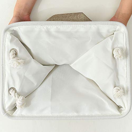 Fabric Storage Baskets (White&Khaki / Large (Pack of 3))