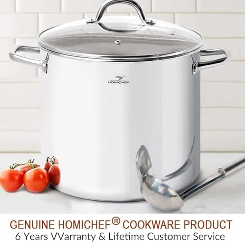Commercial Grade LARGE STOCK POT 20 Quart With Lid (20 Quarts / Mirror Polished Stainless Steel)