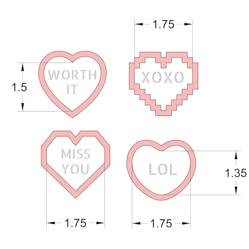 Mini Heart Cookie Cutter with Text Stencils Bundle (Conversation Heart Mini)