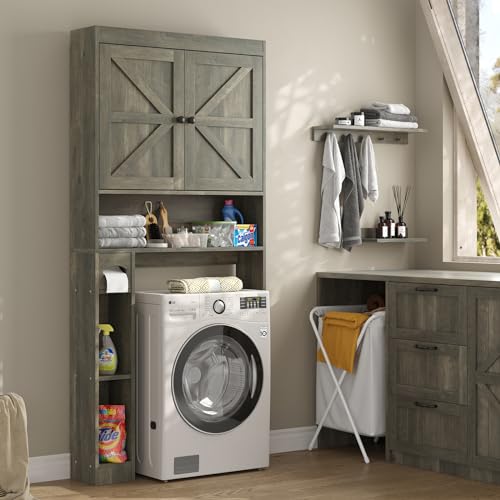 32.3''W Over The Toilet Storage Cabinet with Barn Doors (Grey / Barn Doors Over Toilet Cabinet)
