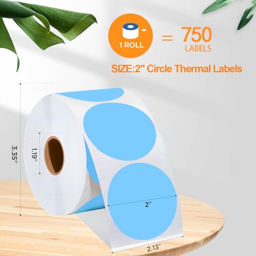 2 Inch Circle Thermal Sticker Labels (Blue)
