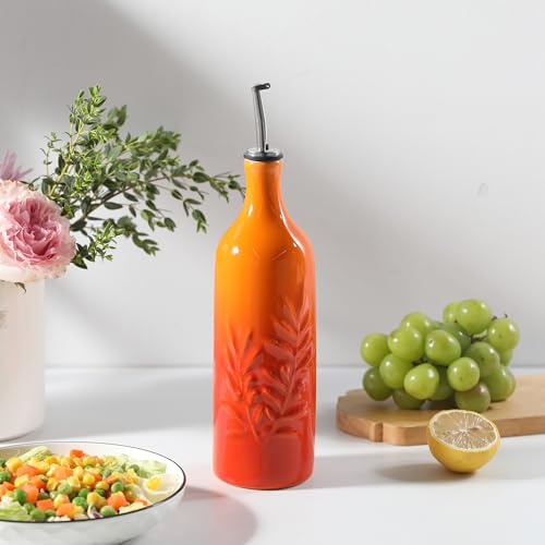 Sweejar Ceramic Olive Oil Dispenser Bottle (Gradient Orange / 24 oz, Set of 1)