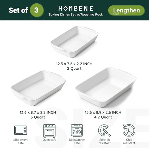 HOMBENE Casserole Dishes for Oven (3 Count)