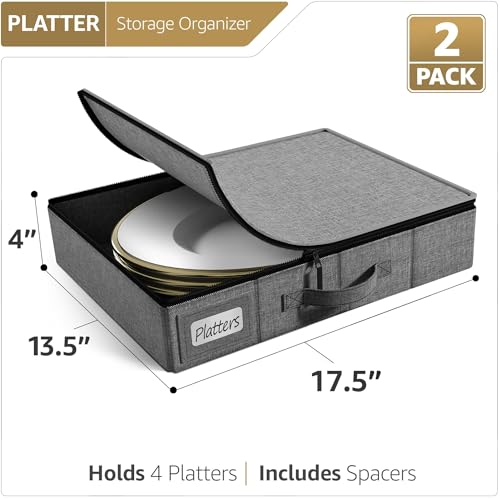 Platter Storage Case for Dinnerware (Gray / 2 Piece Platter Storage)