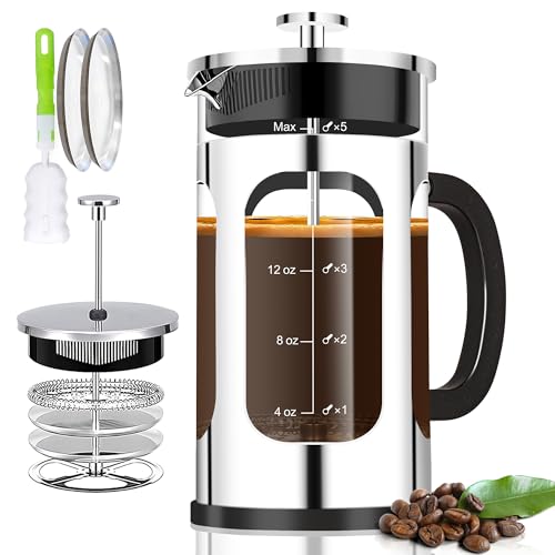 French Press Coffee Maker (Silvery / 21 oz)