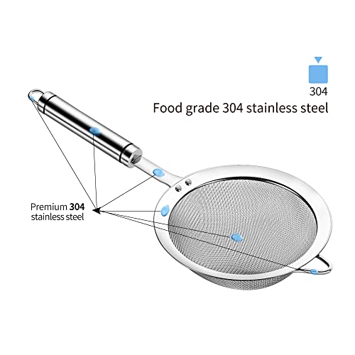 Stainless Steel Fine Mesh Strainers for Kitchen (4.73 inch)