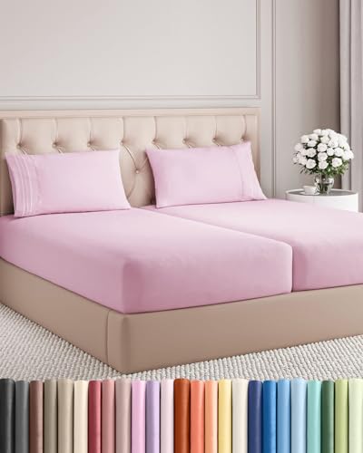 Split King Size 5 Piece Sheet Set (32 - Light Pink / Split King Size)