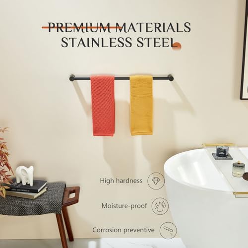 Towel Bar Black Bathroom Towel Rack Wall Mounted 24 (Matte Black / 24-Inch)
