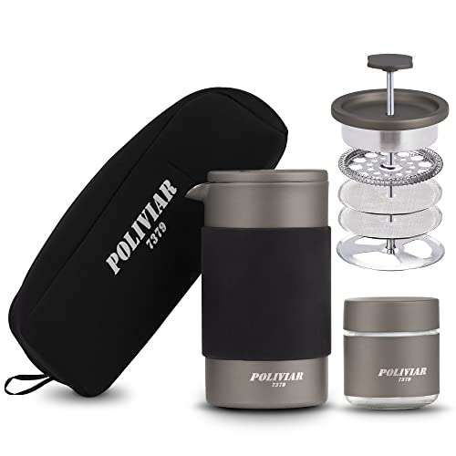 POLIVIAR French Press Coffee Maker (Grey / 12 oz)