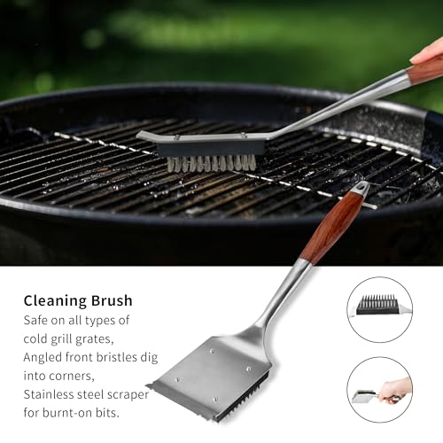 Heavy Duty Grilling Accessories Rose Wooden BBQ Grilling Tools Set (Grill Set - 4)