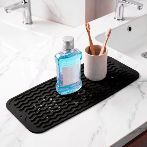 Silicone Dish Drying Mat for Multiple Usage (Black / 17"L x 6"W)
