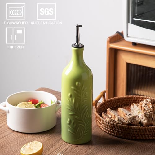 Sweejar Large Olive Oil Dispenser Bottle (Gradient Green / Patterned styles)